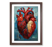 Anatomical Heart Cubism Framed Print | A2 Walnut Framed Wall Art | Ready to Hang | Cubist Nature Picture | Living Room Bedroom Lounge Office