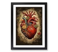 Anatomical HeArt Informel Framed Print | A2 Black Framed Wall Art | Ready to Hang | Modern Nature Picture | Living Room Bedroom Lounge Office