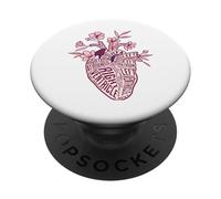Anatomical Heart Labeled Cardiac Nurse Sonographer T Student PopSockets Adhesive PopGrip