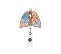 Anatomical Heart Lung Brain Retractable Badge Reel with Ergonomic Swivel Clip for Long Shift Comfort (Lung)