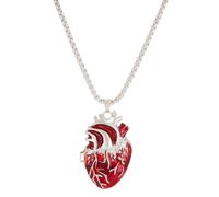 Anatomical Heart Pendant Locket Necklace Gothic 3D Red Bloody Hearts Human Organ Charm Silver Chain Necklace for Women Men Punk Halloween Cosplay Party Christmas Holiday Medical Fashion Jewelry, M