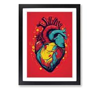 Anatomical Heart Pop Framed Wall Art Print A2 Black