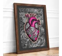 Anatomical Heart Rebellion Modern Framed Wall Art Print A2 (59.4×42cm) Walnut, Wall Decor for Living Room, Bedroom, Office & Home, Ready to Hang, Art Gift