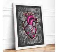 Anatomical Heart Rebellion Modern Framed Wall Art Print A2 (59.4×42cm) White, Wall Decor for Living Room, Bedroom, Office & Home, Ready to Hang, Art Gift