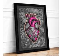 Anatomical Heart Rebellion Modern Framed Wall Art Print A3 (42×29.7cm) Black, Wall Decor for Living Room, Bedroom, Office & Home, Ready to Hang, Art Gift
