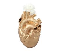 Anatomical Heart Vase, Flower Vases Decorative Vase Art Flower Pot Resin Heart Vases Desktop Ornament for Home Living Room Decoration (Gold)