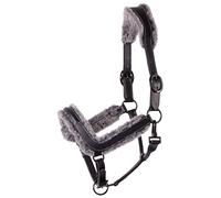 Anatomical leather halter for horse with fur Harry's Horse