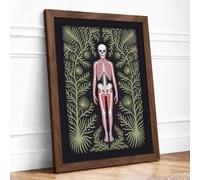 Anatomical Memento Mori Art Deco Framed Wall Art Print A2 (59.4×42cm) Walnut, Wall Decor for Living Room, Bedroom, Office & Home, Ready to Hang, Art Gift