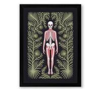 Anatomical Memento Mori Art Deco Framed Wall Art Print A4 (29.7×21cm) Black, Wall Decor for Living Room, Bedroom, Office & Home, Ready to Hang, Art Gift