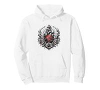 Anatomical Sacred christian Heart With Barbed Wire Roses Pullover Hoodie
