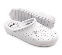 Anatomical Sanitary Slippers for Women Genuine Leather Orthopedic Shoes Non-Slip Made in Italy, White, 8.5 UK
