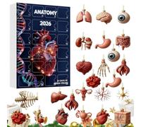 Anatomy Advent Calendarsss 2026, 24Pcs Human Body Organ Ornaments | 2D Acrylic Human Body Skeleton Heart Brain Models, Medical Science Gift For Doctors, Students, Classroom & Clinic Tree Decor