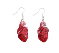 Anatomy Heart Earrings for Women Halloween Gothic 3D Resin Red Bloody Hearts Human Organs Chic Spooky Dangle Drop Earrings for Punk Cosplay Party Christmas Holiday Fashion Jewelry, M, Acrylic, No