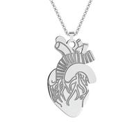 Anatomy Human Heart Pendant Necklace Doctor'S Jewelry Stainless Steel Necklace Jewelry