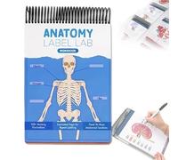 Anatomy Label Lab Workbook, Nurse Notebook,100+ Full-Color Dry-Erase Pages, Interactive Anatomy Illustrations for Medical School Students, Doctors, Nurses Anatomy Terms