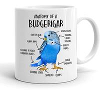 Anatomy Of A Budgerigar Budgie Coffee Mug - Blue Parakeet Anatomy Cup - Funny Gift For Her Him - Cute Bird Gift - Ceramic Coffee Cup 11oz