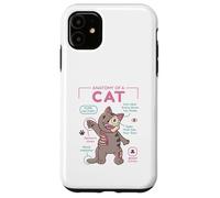 Anatomy Of A Cat Funny Infographic Grey Tabby Case for iPhone 11