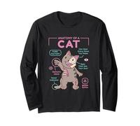Anatomy of A Cat Funny Infographic Grey Tabby Long Sleeve T-Shirt