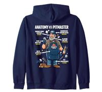 Anatomy Of A Pitmaster Funny Barbecue Grilling Grillmaster Zip Hoodie