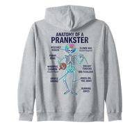 Anatomy of a Prankster Skeleton Funny Mischief Maker Zip Hoodie