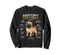 Anatomy of a Pug Funny Dog Diagram Pet Owner Humor Artwork Sweatshirt