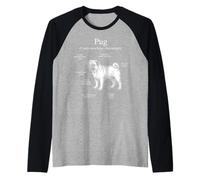 Anatomy of A Pug Funny Dog Diagram Raglan Baseball Tee