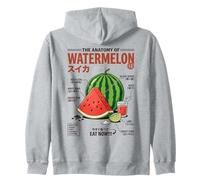 Anatomy of Watermelon Retro Japanese Fruit Aesthetic Poster Zip Hoodie