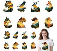 ANATTASOUL 16 Sheets Iron on Transfers for T-Shirts Animals Landscapes DTF Transfers Ready to Press, 7.0 * 8.6" Washable Vinyl Iron on Patches for Women Girls Clothing Hat Bag Pillow DIY Crafts Gifts