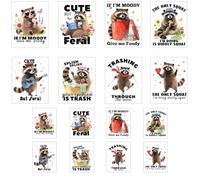 ANATTASOUL 16 Sheets Iron on Transfers for T-Shirts Cute Raccoon DTF Transfers Ready to Press, Washable Vinyl Heat Press Iron on Patches for Women Girls Clothing Hat Bag Pillow DIY Crafts Gifts