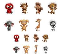 ANATTASOUL 16 Sheets Iron on Transfers for T-Shirts Funny Weird Animals DTF Transfers Ready to Press, Washable Vinyl Heat Press Iron on Patches for Women Clothing Hat Bag Pillow DIY Crafts Gifts