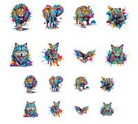 ANATTASOUL 16Pcs Colourful Animals Iron on Transfers for T-Shirts DIY Craft