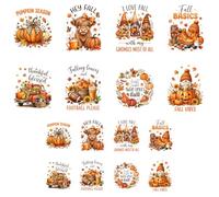 ANATTASOUL 16Pcs Fall Maple Leaves Iron on Transfers for T-Shirts DIY Craft | 7.0"*8.6",DTF Transfers Ready to Press,Vinyl,Heat Transfer Stickers,Iron on Patches for Women Clothing Hat Bag Pillow Gifts