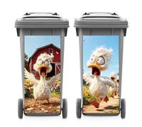 ANATTASOUL 2 Sheets Animal Wheelie Bin Stickers Angry Duck Waterproof Dustbin Covers Decor, 14.9"x 32.2" Adhesive Large Funny Decal for Bins, Fridge, Wall, Garden Outdoor, Indoor Decoration