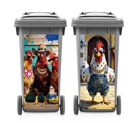 ANATTASOUL 2 Sheets Animal Wheelie Bin Stickers Cool Rooster Waterproof Dustbin Covers Decor, 14.9"x 32.2" Adhesive Large Decal for Bins, Fridge, Wall Outdoor, Indoor Decoration