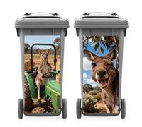 ANATTASOUL 2 Sheets Animal Wheelie Bin Stickers Farm Kangaroo and Tractor Waterproof Dustbin Covers Decor, 14.9"x 32.2" Adhesive Large Decal for Bins, Fridge, Wall, Garden Outdoor, Indoor Decoration