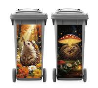 ANATTASOUL 2 Sheets Animal Wheelie Bin Stickers Fun Hedgehogs Waterproof Dustbin Covers Decor, 14.9"x 32.2" Adhesive Large Decal for Bins, Fridge, Wall Outdoor, Indoor Decoration