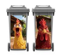 ANATTASOUL 2 Sheets Animal Wheelie Bin Stickers Funny Chicken Head Waterproof Dustbin Covers Decor, 14.9"x 32.2" Adhesive Large Funny Decal for Bins, Fridge, Wall, Garden Outdoor, Indoor Decoration