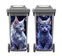 ANATTASOUL 2 Sheets Animal Wheelie Bin Stickers Glamour Magical Cat Waterproof Dustbin Covers Decor, 14.9"x 32.2" Adhesive Large Funny Decal for Bins, Fridge, Wall, Garden Outdoor, Indoor Decoration