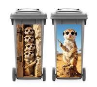 ANATTASOUL 2 Sheets Animal Wheelie Bin Stickers Meerkat Waterproof Dustbin Covers Decor, 14.9"x 32.2" Adhesive Large Decal for Bins, Fridge, Wall Outdoor, Indoor Decoration