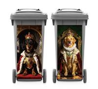 ANATTASOUL 2 Sheets Animal Wheelie Bin Stickers Royal Dog Waterproof Dustbin Covers Decor, 14.9"x 32.2" Adhesive Large Decal for Bins, Fridge, Wall Outdoor, Indoor Decoration