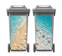ANATTASOUL 2 Sheets Spring Wheelie Bin Stickers Beach and Seashell Waterproof Dustbin Covers Decor, 14.9"x 32.2" Adhesive Large Decal for Bins, Fridge, Wall Outdoor, Indoor Decoration