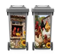ANATTASOUL 2 Sheets Spring Wheelie Bin Stickers Farmhouse and Chickens Waterproof Dustbin Covers Decor, 14.9"x 32.2" Adhesive Large Decal for Bins, Fridge, Wall, Garden Outdoor, Indoor Decoration