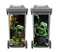 ANATTASOUL 2 Sheets Spring Wheelie Bin Stickers Trash Monster Waterproof Dustbin Covers Decor, 14.9"x 32.2" Adhesive Large Funny Decal for Bins, Fridge, Wall, Garden Outdoor, Indoor Decoration