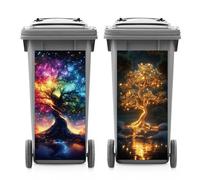 ANATTASOUL 2 Sheets Wheelie Bin Stickers Decorative Glitter Tree Waterproof Dustbin Covers Decor, 14.9"x 32.2" Adhesive Large Decal for Bins, Fridge, Wall Outdoor, Indoor Decoration