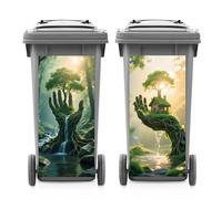 ANATTASOUL 2 Sheets Wheelie Bin Stickers Decorative Palm Tree and Forest Waterproof Dustbin Covers Decor, 14.9"x 32.2" Adhesive Large Decal for Bins, Fridge, Wall Outdoor, Indoor Decoration
