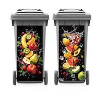 ANATTASOUL 2 Sheets Wheelie Bin Stickers Dynamic Fruit Waterproof Dustbin Covers Decor, 14.9"x 32.2" Adhesive Large Decal for Bins, Fridge, Wall Outdoor, Indoor Decoration
