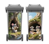 ANATTASOUL 2 Sheets Wheelie Bin Stickers Tree Hole and Mouse Waterproof Dustbin Covers Decor, 14.9"x 32.2" Adhesive Large Decal for Bins, Fridge, Wall Outdoor, Indoor Decoration