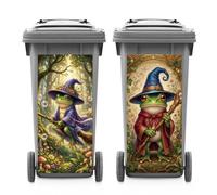 ANATTASOUL 2Pcs Wizard Frog Animal Wheelie Bin Stickers for Bins Decorative