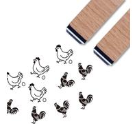 ANATTASOUL 2PCS Wooden Rubber Stamps Chicken Ink Embosser for Crafting, 2.36"*0.59" Cute Small Wood Stamps Set for DIY Scrapbooking Supplies,Card Making, Letter, Album, Journaling Decoration