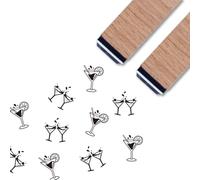 ANATTASOUL 2PCS Wooden Rubber Stamps Cocktail Ink Embosser for Crafting, 2.36"*0.59" Cute Small Wood Stamps Set for DIY Scrapbooking Supplies,Card Making, Letter, Album, Journaling Decoration